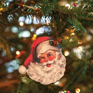 Vintage Santa Face Wooden Ornament 37973;