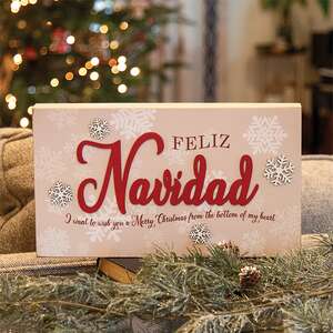 Feliz Navidad Snowflakes Box Sign 38064;