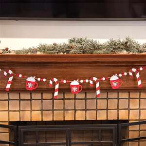 Hot Cocoa & Candy Cane Wooden Garland 38078;