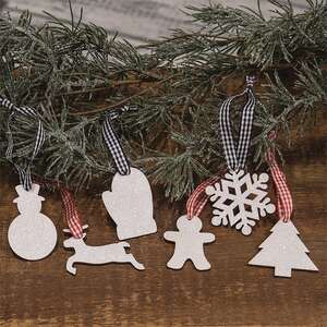 White Glitter Winter Wonder Ornaments, 6/Set 38106;