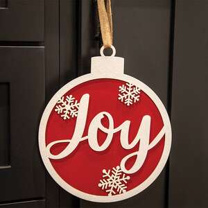 Glittered Joy & Snowflakes Christmas Bulb Sign 38114;