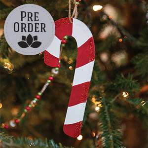 Glittered Wooden Candy Cane Ornament, 6.5" 38117