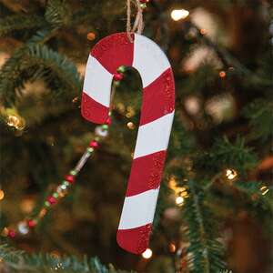 Glittered Wooden Candy Cane Ornament, 6.5" 38117;