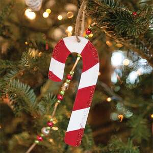 Glittered Wooden Candy Cane Ornament, 5.5" 38118;