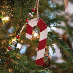 Glittered Wooden Candy Cane Ornament, 4" 38119;
