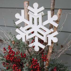 Glittered Layered Wooden Snowflake Planter Stake, 14" 38155;