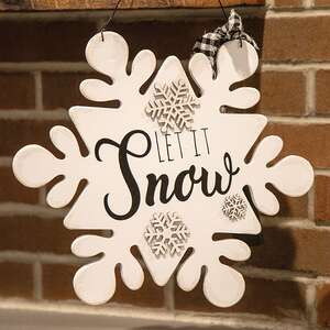Glittered Let it Snow Snowflake Sign 38158;