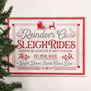 Reindeer Co. Sleigh Rides Metal Sign 60469;