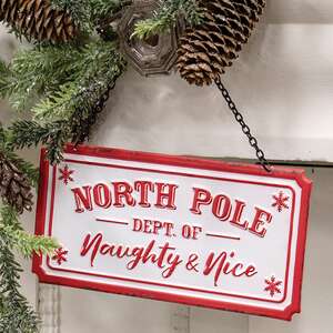 Department of Naughty & Nice Distressed Hanging Sign 65366;
