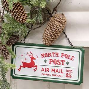 North Pole Post Distressed Hanging Sign 65368;