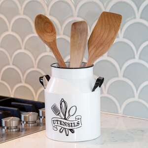 White Metal Kitchen Utensils Milk Can 70162;