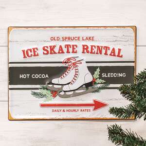 Old Spruce Lake Ice Skate Rental Embossed Metal Sign 75062;