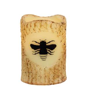 Bumblebee Burnt Ivory Pillar Candle #84676