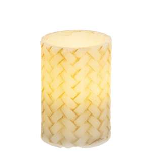 Basketweave Pillar Candle - 4" #84723
