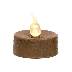 Short Distressed Brown Timer Tealight 1.25" x 1.5"
