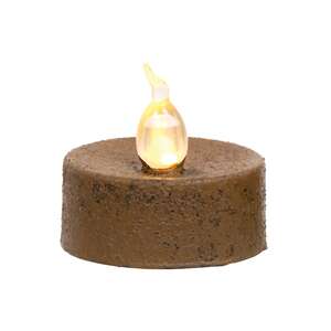 Short Distressed Brown Timer Tealight 1.25" x 1.5" #84887