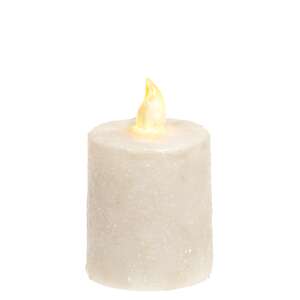 Warm Glow White Glitter Flicker Flame Timer Pillar, 2.5"