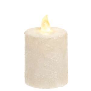 Warm Glow White Glitter Flicker Flame Timer Pillar, 3"