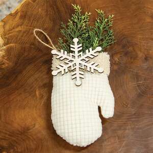 Waffle Weave Snowflake Mitten Hanger w/Greenery CS39059;