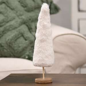 Furry White Sparkle Christmas Tree, 12"H QHT4015;