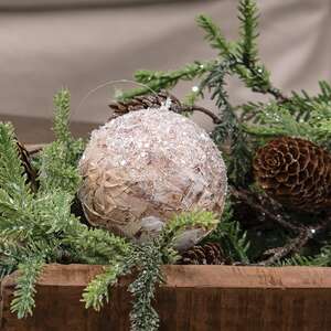 Sparkle Birch Ball Ornament, 3" ;