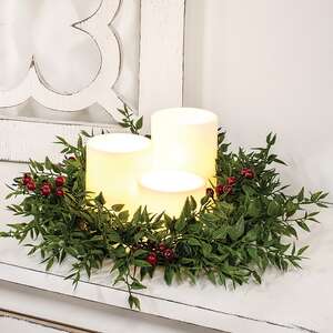 Lady Ruscus & Berries Candle Ring, 6.5" SR2333306;