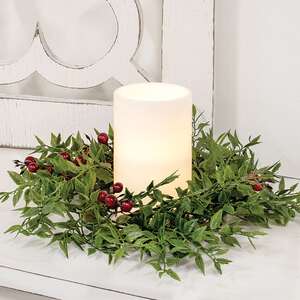 Lady Ruscus & Berries Candle Ring, 4.5" SR2333307;