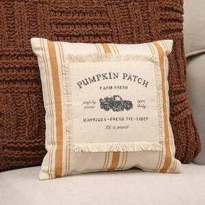 Pumpkin Patch Orange Ticking Stripe Pillow, 10" Sq. 19160;