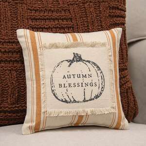 Autumn Blessings Orange Ticking Stripe Pillow, 10" Sq. 19161;