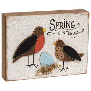 nullSpring Is In the Air Layered Nesting Birds Box Sign