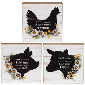 Someone Left the Barn Door Open Farm Animal Silhouette Box Sign, 3 Asstd.