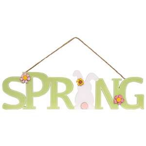Green Spring & Bunny Cutout Wood Hanger