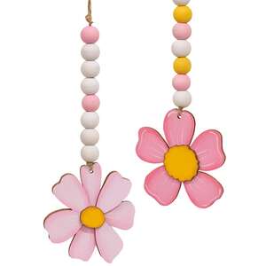 Beaded Pink Flower Ornament - 2 Asstd.