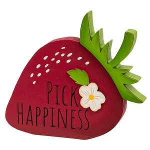 Pick Happiness Wooden Strawberry Sitter