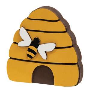 Layered Wood Bee & Beehive Block