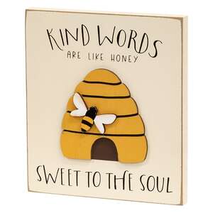 Kind Words Beehive Block Sign