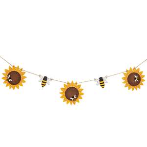 Sunflower & Bee Wooden Garland