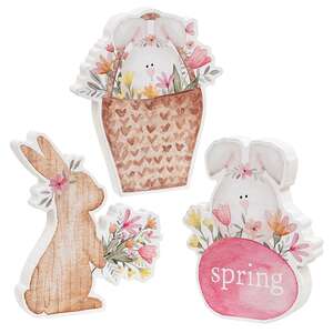Bunny Basket Chunky Wooden Sitter - 3 Asstd.