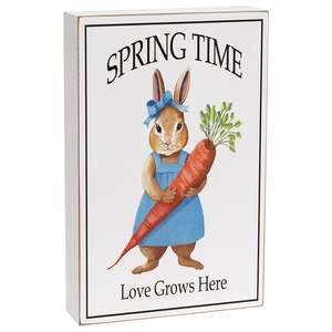 Spring Time Love Grows Here Bunny Box Sign