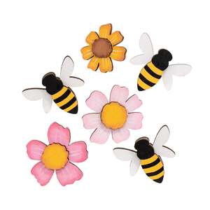 6 Set - Flowers & Bees Wooden Bowl Fillers