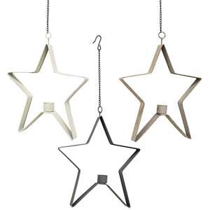 Star 4" Taper Holder - Stoneware Colors - 3 asst - 46353;
