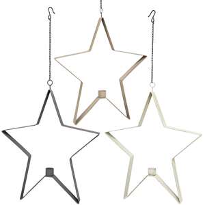 Star 6" Taper Holder - Stoneware Colors - 3 asst - 46354;