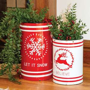 Let It Snow & Believe Distressed Metal Buckets, 2/Set 65360;
