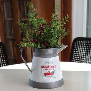 Fresh Cut Christmas Tree Farm Metal Pitcher 65364;