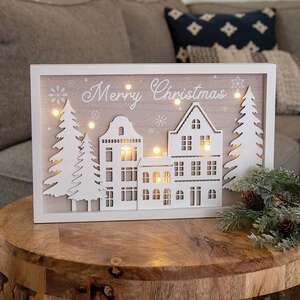 Merry Christmas LED Winter Village Frame;