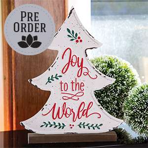 Joy to the World Distressed Metal Christmas Tree on Base 91168