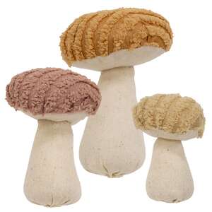 Chenille Stuffed Mushroom Sitters, 3-Piece Set