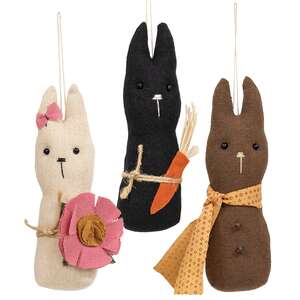 3 Set - Stuffed Primitive Baby Bunny Hangers