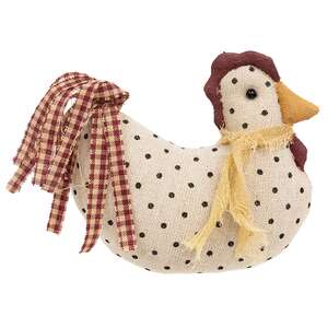 Stuffed Mini Polka Dotted White Chicken Sitter