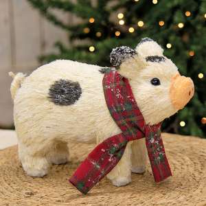 Winter Frosted Sisal Farmhouse Pig SHN4013